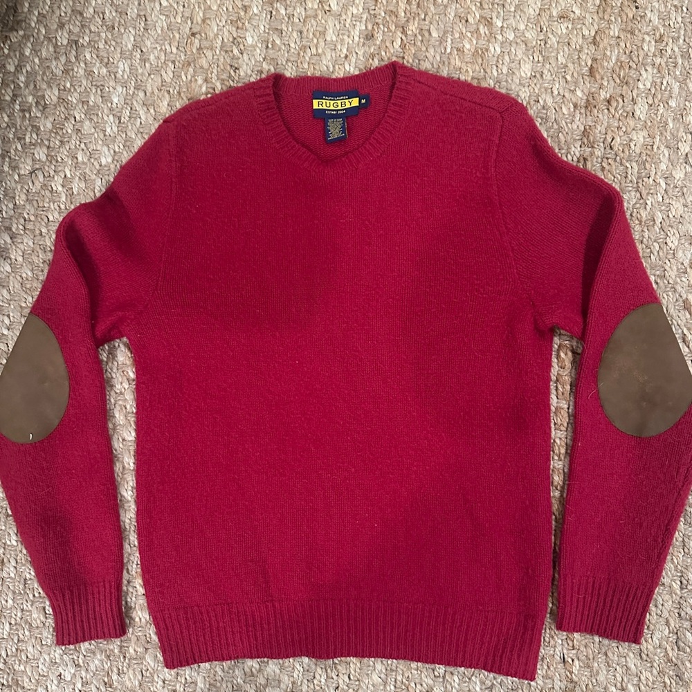 Ralph Lauren Red Sweater with Brown elbow patches